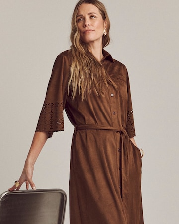 Anthology Faux Suede Cutwork Shirt Dress