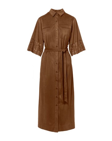 Anthology Faux Suede Cutwork Shirt Dress