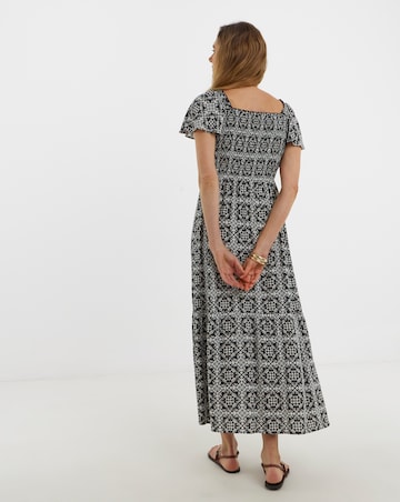 Crinkle Shirred Flutter Sleeve Dress