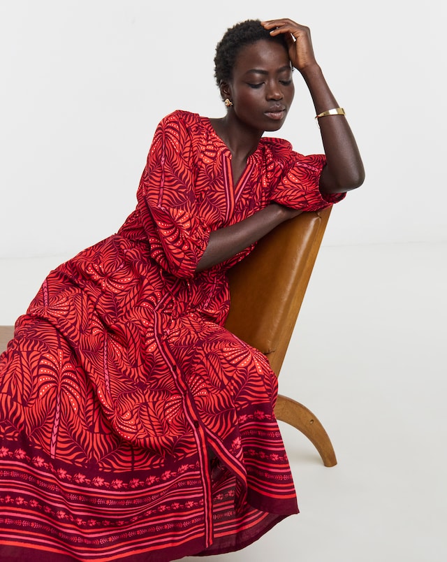 Border Print Maxi Dress