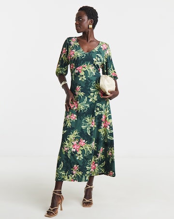 Puff Sleeve Soft Touch Jersey Dress