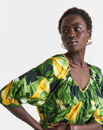 Crinkle Cotton Short Sleeve Maxi Dress