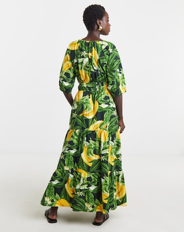 Crinkle Cotton Short Sleeve Maxi Dress