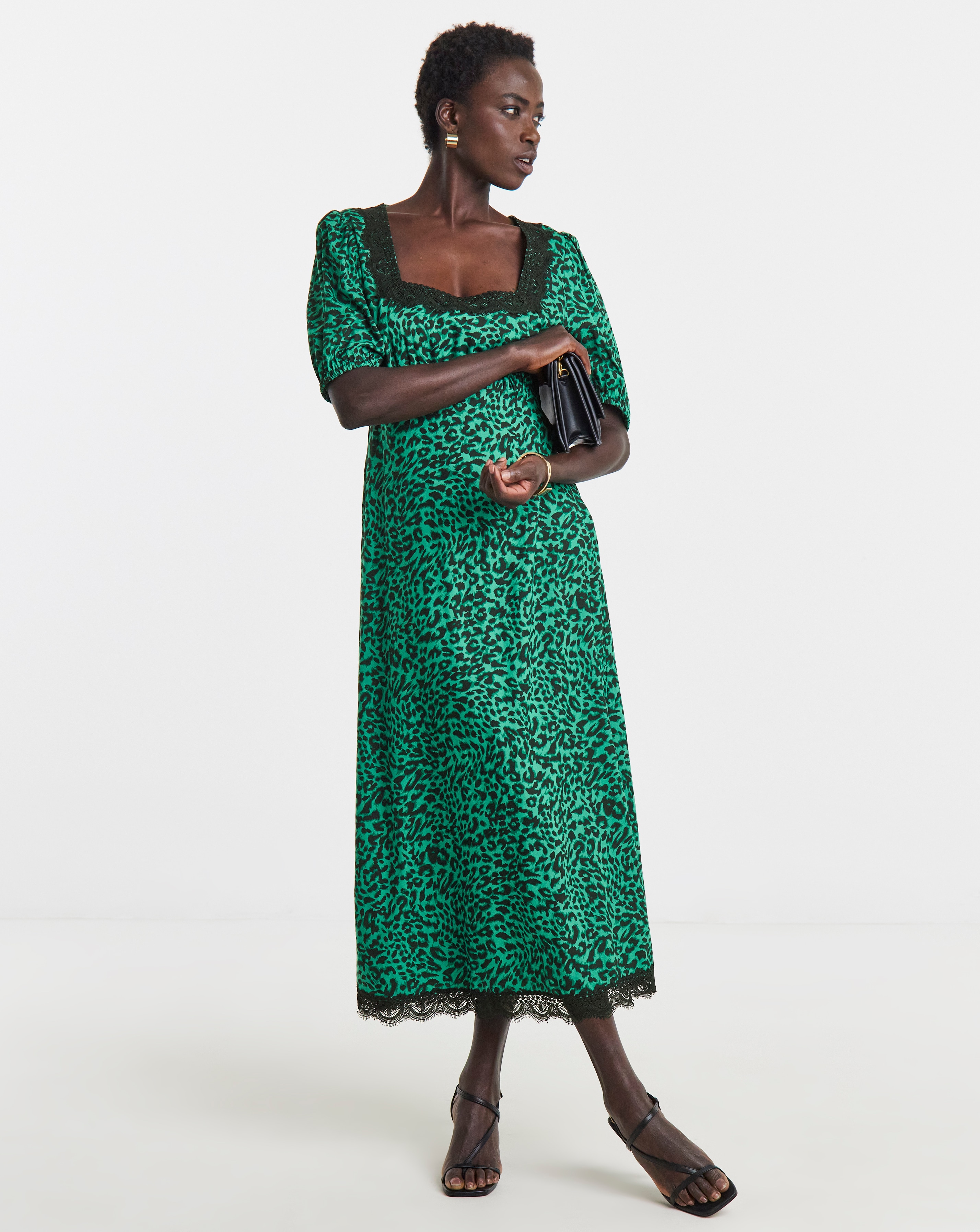 New In - Square Neck Lace Tea Dress