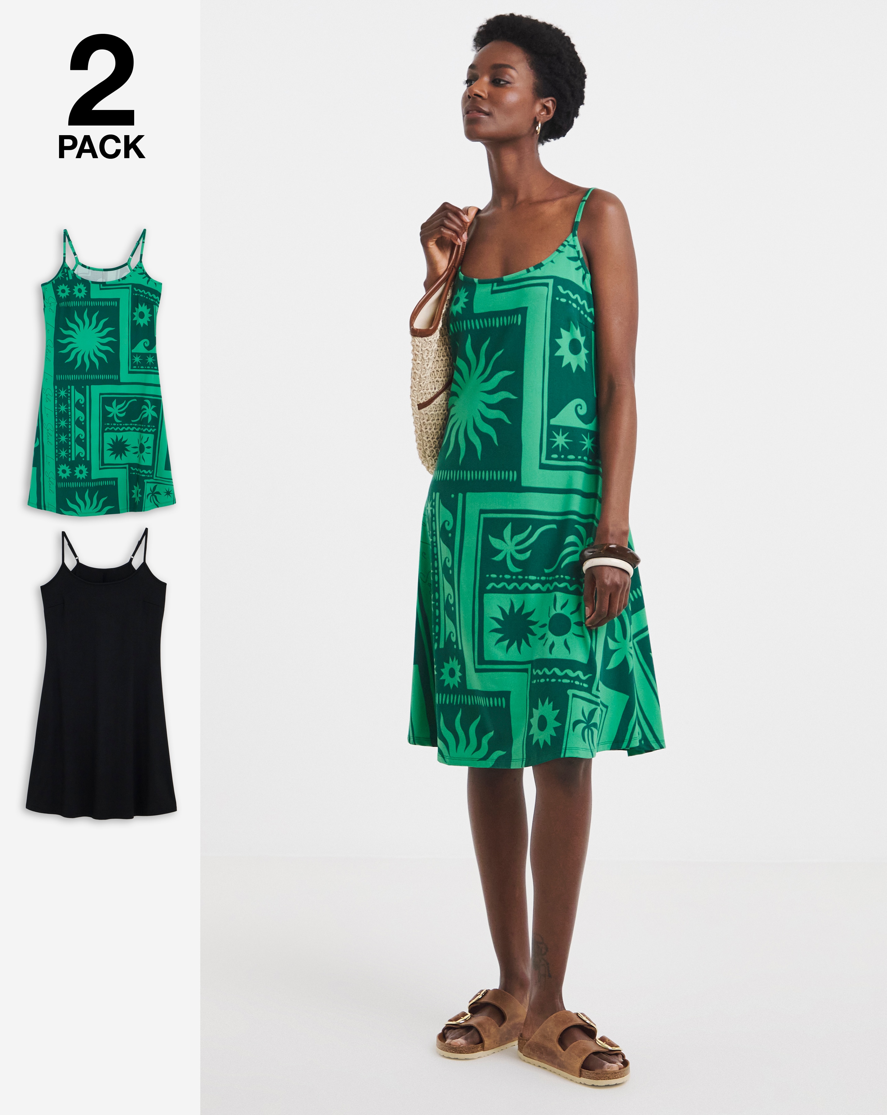 New In - 2 Pack Strappy Cami Dress