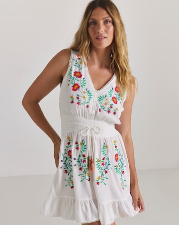 Embroidered Mini Beach Dress