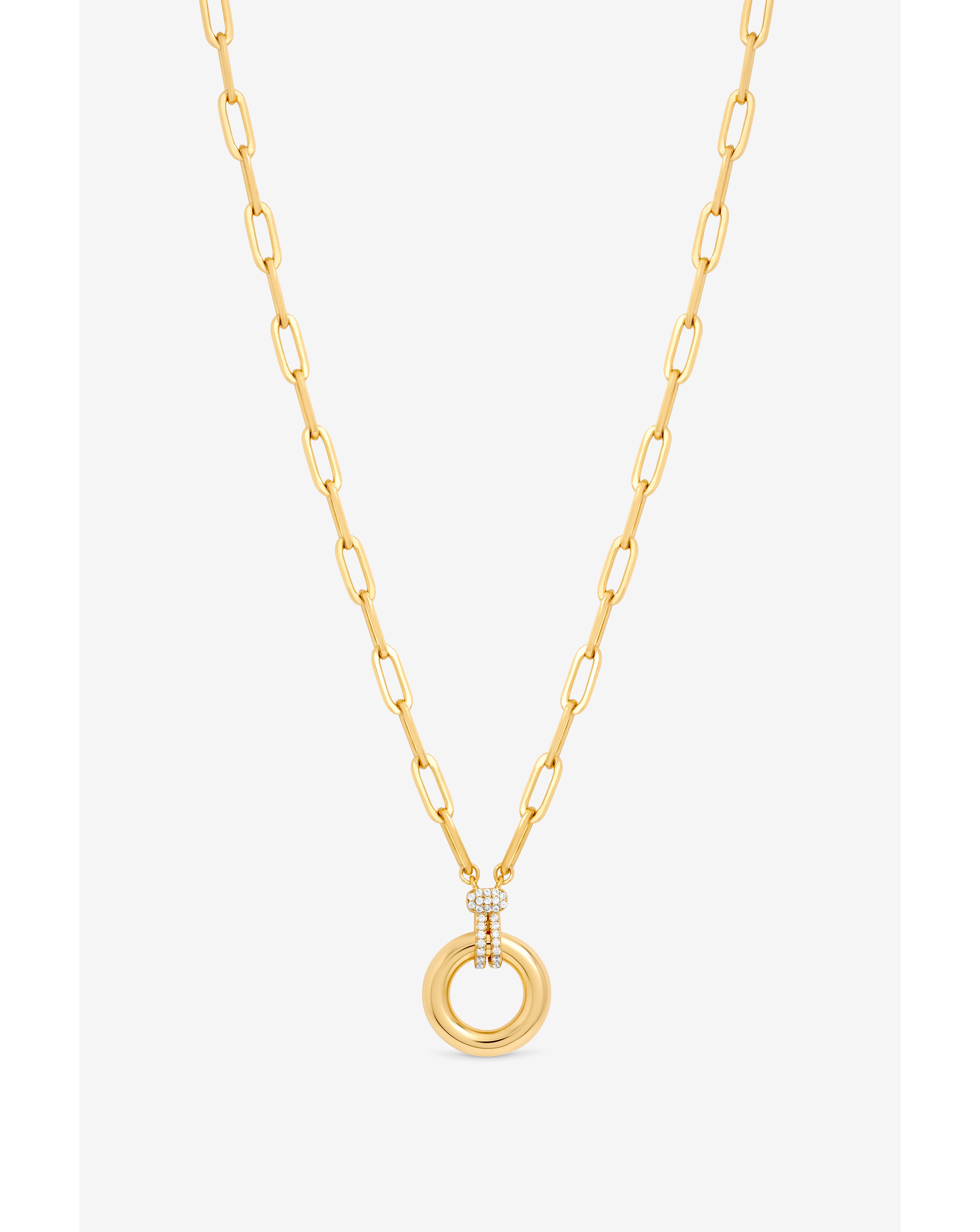 18K Gold Plated Pave Link Chain Necklace