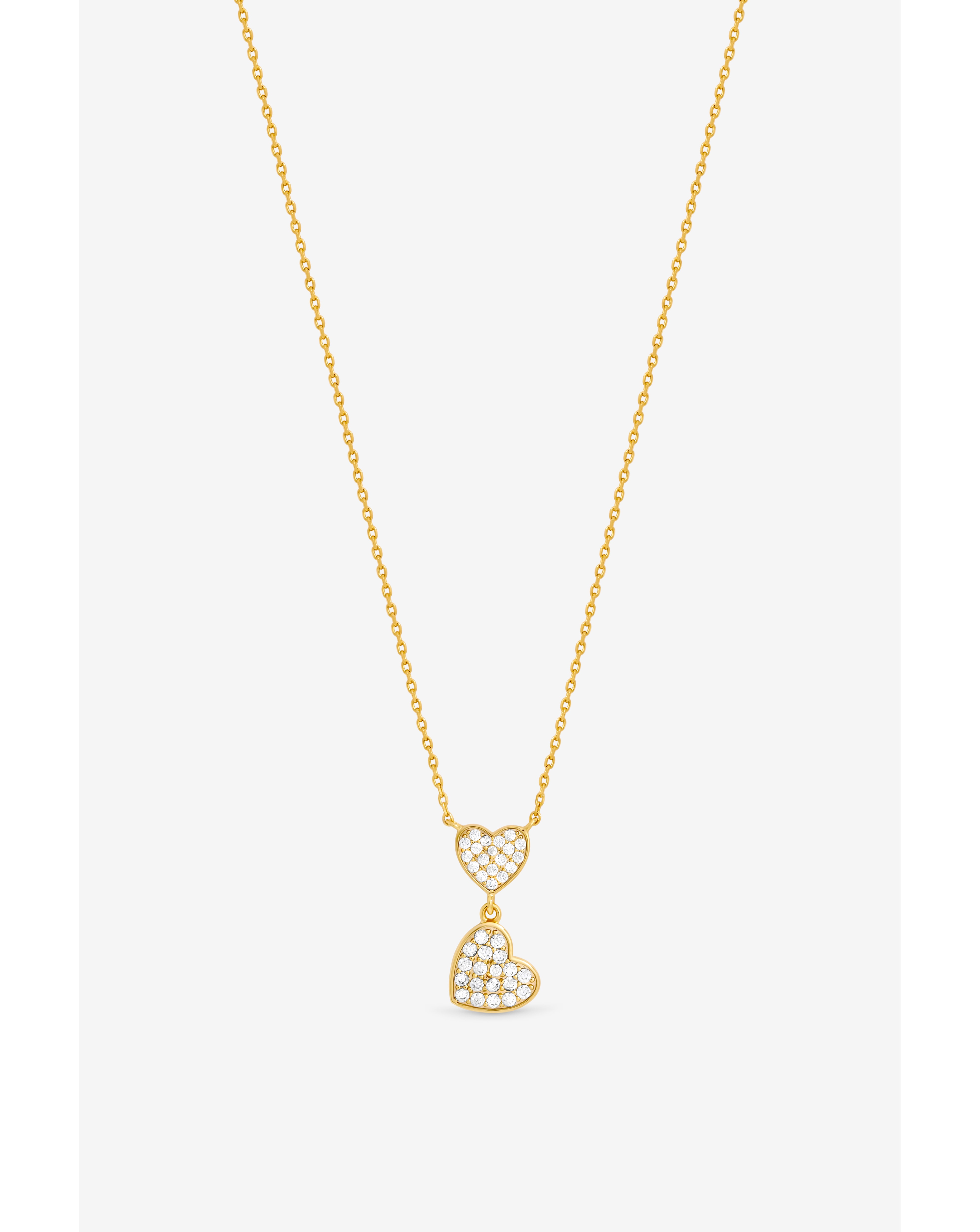 18K Gold Plated Pave Heart Necklace