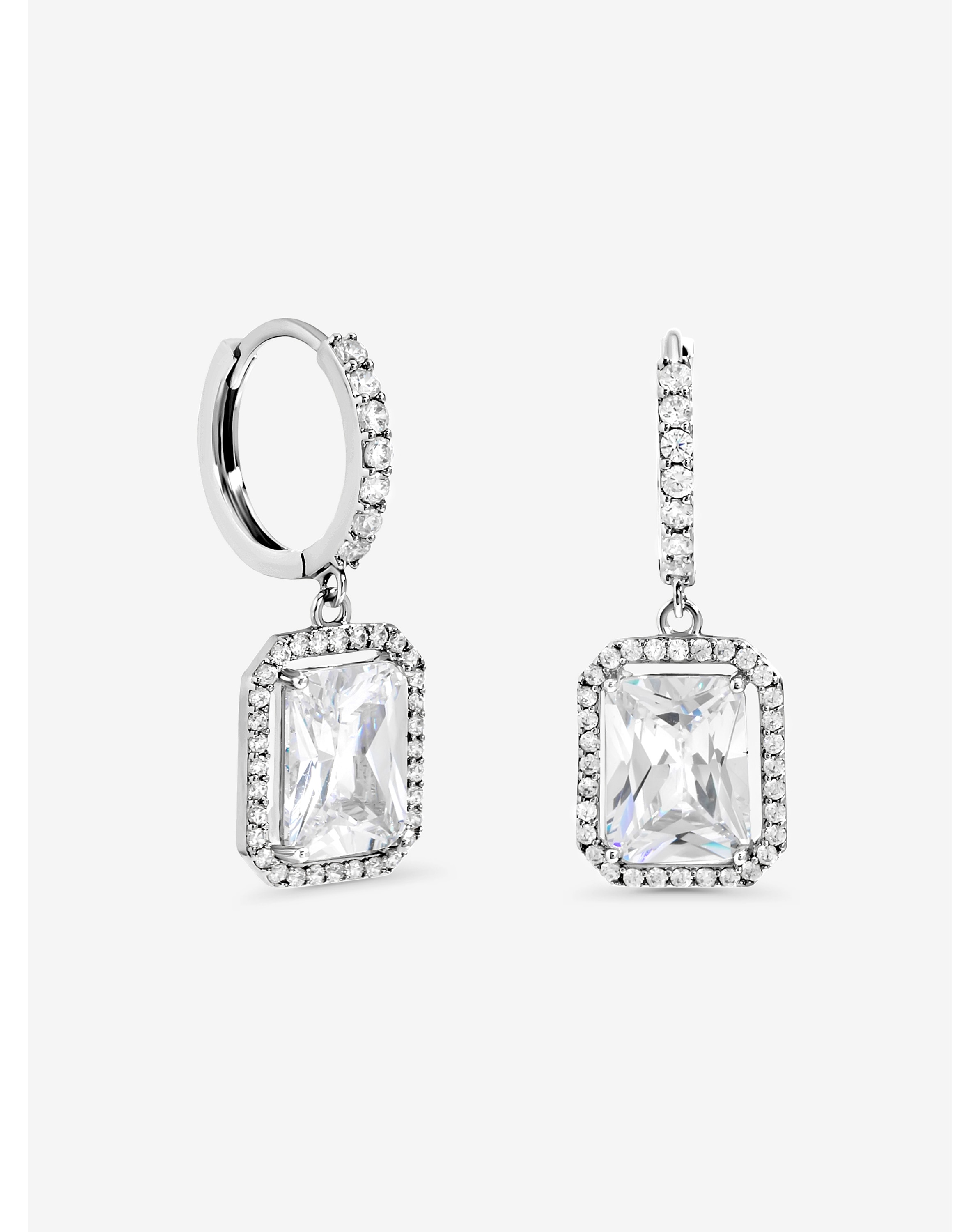 Silver Plated CZ Charm Huggie Hoops