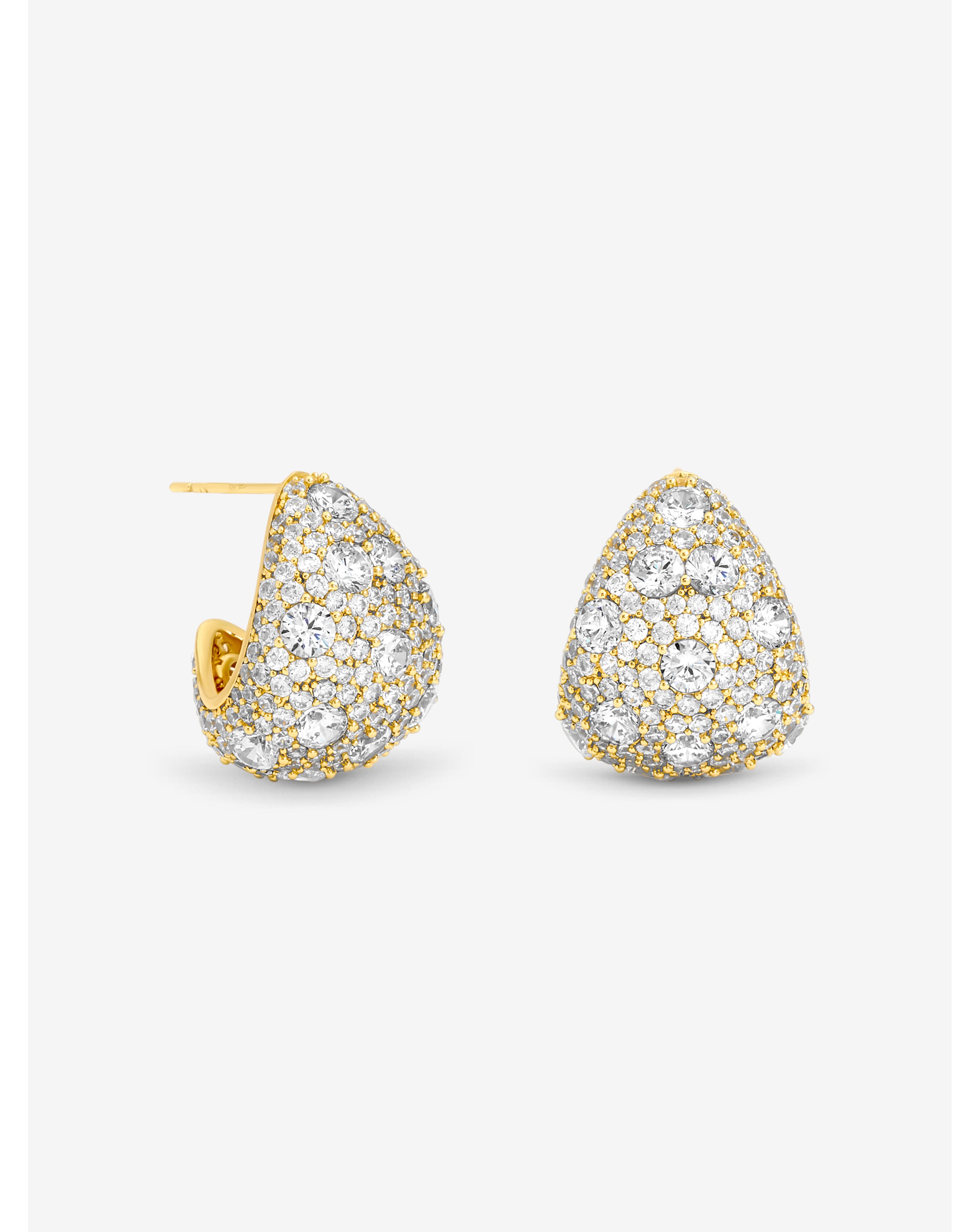 Gold Plated Crystal Large Dome Earrings