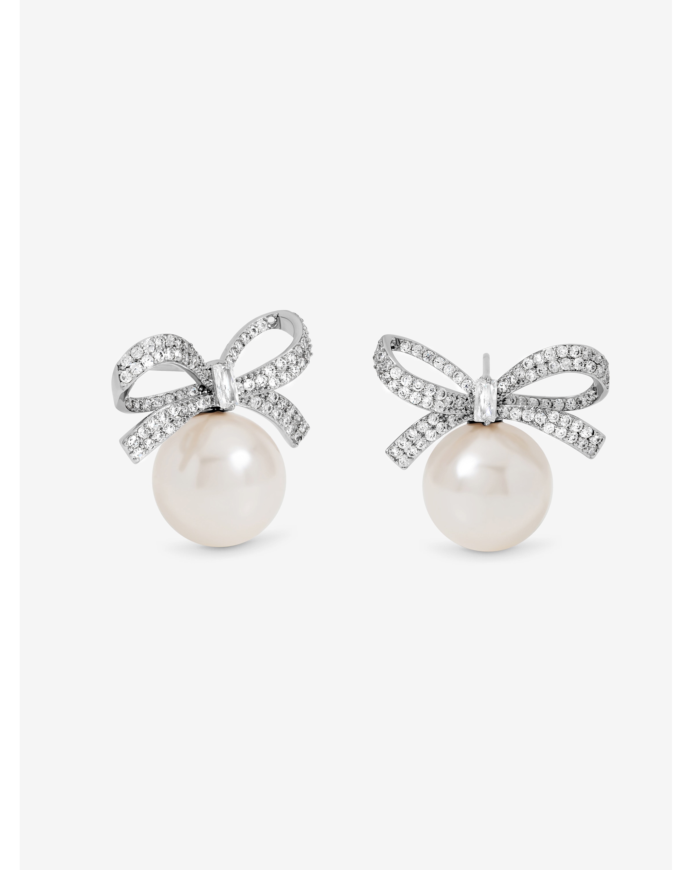 Crystal Bow and Pearl Earrings