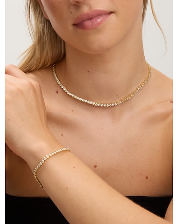 Jon Richard 14K Gold Plated Crystal Cubic Zirconia Tennis Necklace - Gift Box