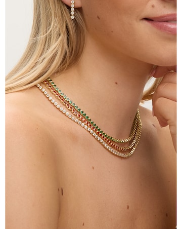 Jon Richard 14K Gold Plated Crystal Cubic Zirconia Tennis Necklace - Gift Box