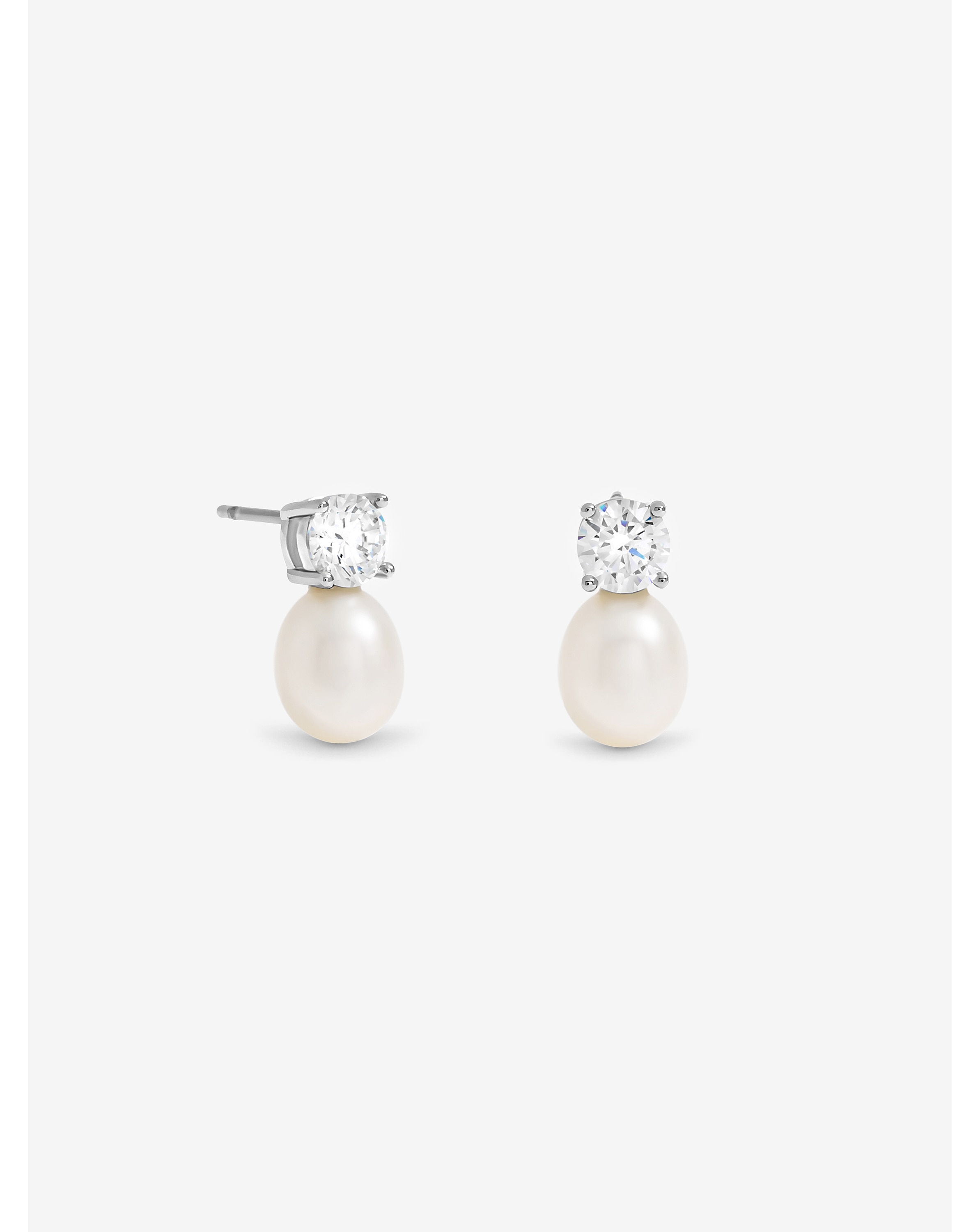 Rhodium Fresh Water Pearl Earrings