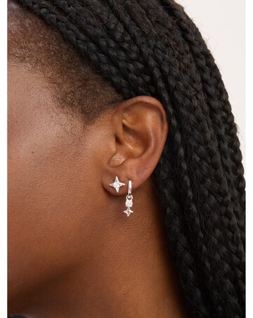 Simply Silver Sterling Silver 925 Cubic Zirconia Celestial Huggie Hoop Earrings