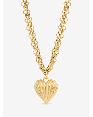 Mood Gold Ridged Heart Chunky Short Pendant
