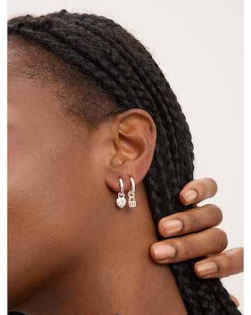 Simply Silver Sterling Silver 925 Polished Padlock Charm Hoop Earrings