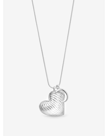 Mood Silver Ridged Heart & Moon Pendant