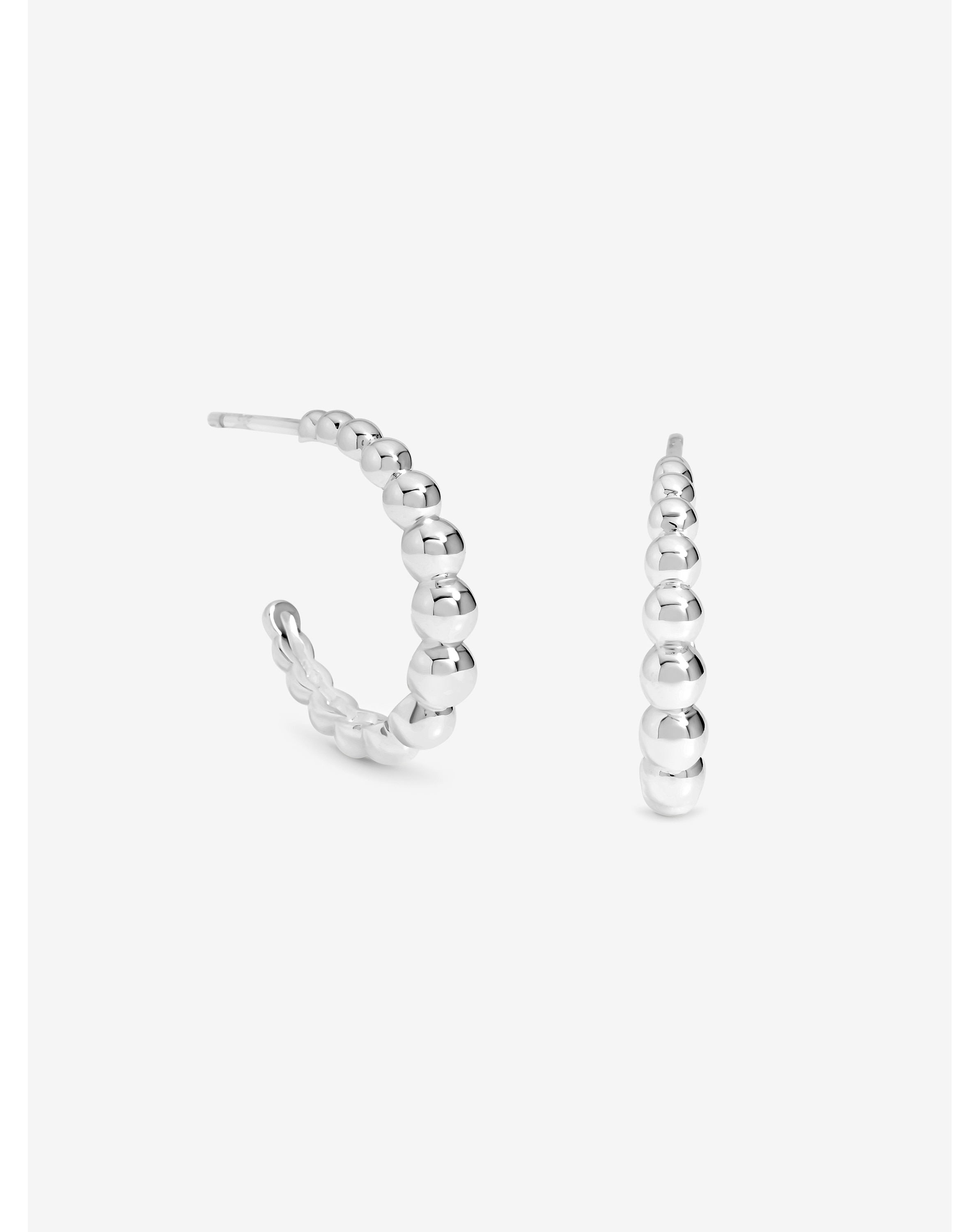 Sterling Silver 925 Textured Orb Hoops