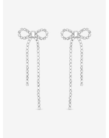 Mood Silver Crystal Bow Statement Earrings