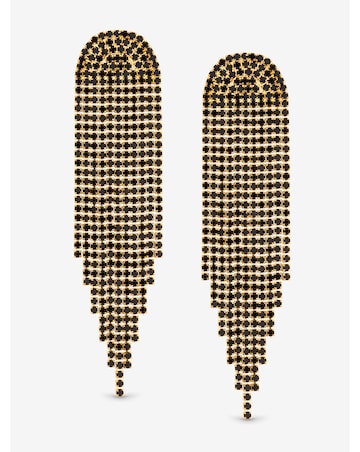 Mood Gold & Jet Crystal Tassel Statement Drop Earrings