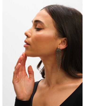 Mood Gold & Jet Crystal Tassel Statement Drop Earrings