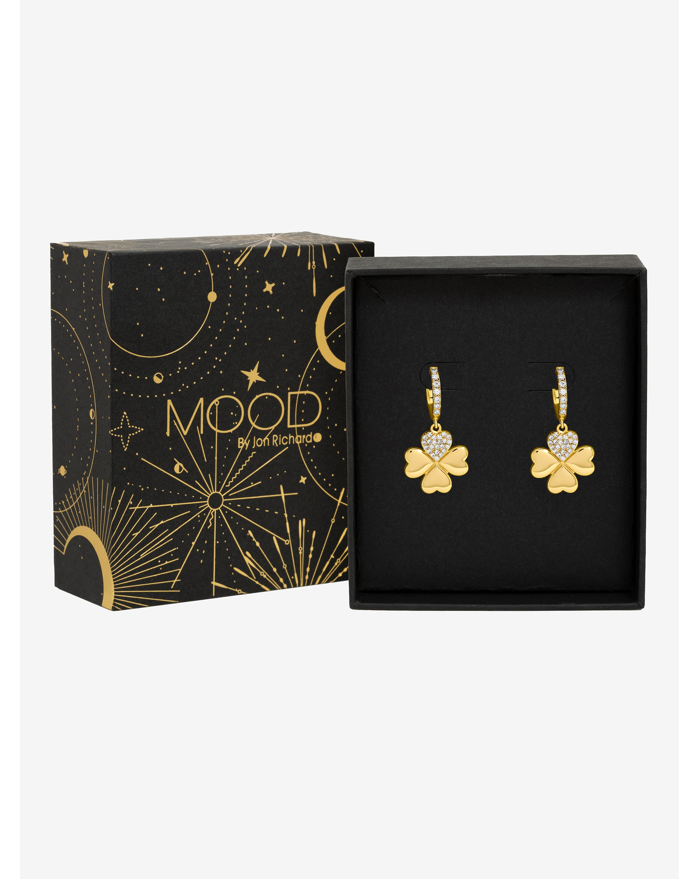 Gold Plated Clover Earrings Gift Boxed