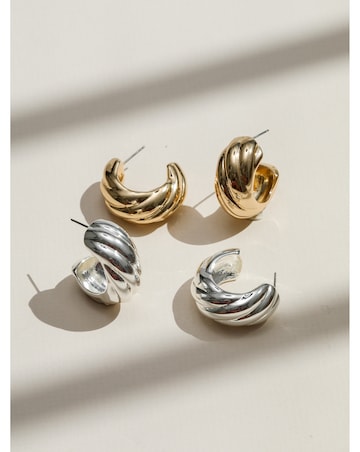 Mood Gold Polished Intertwined Hoop Earrings
