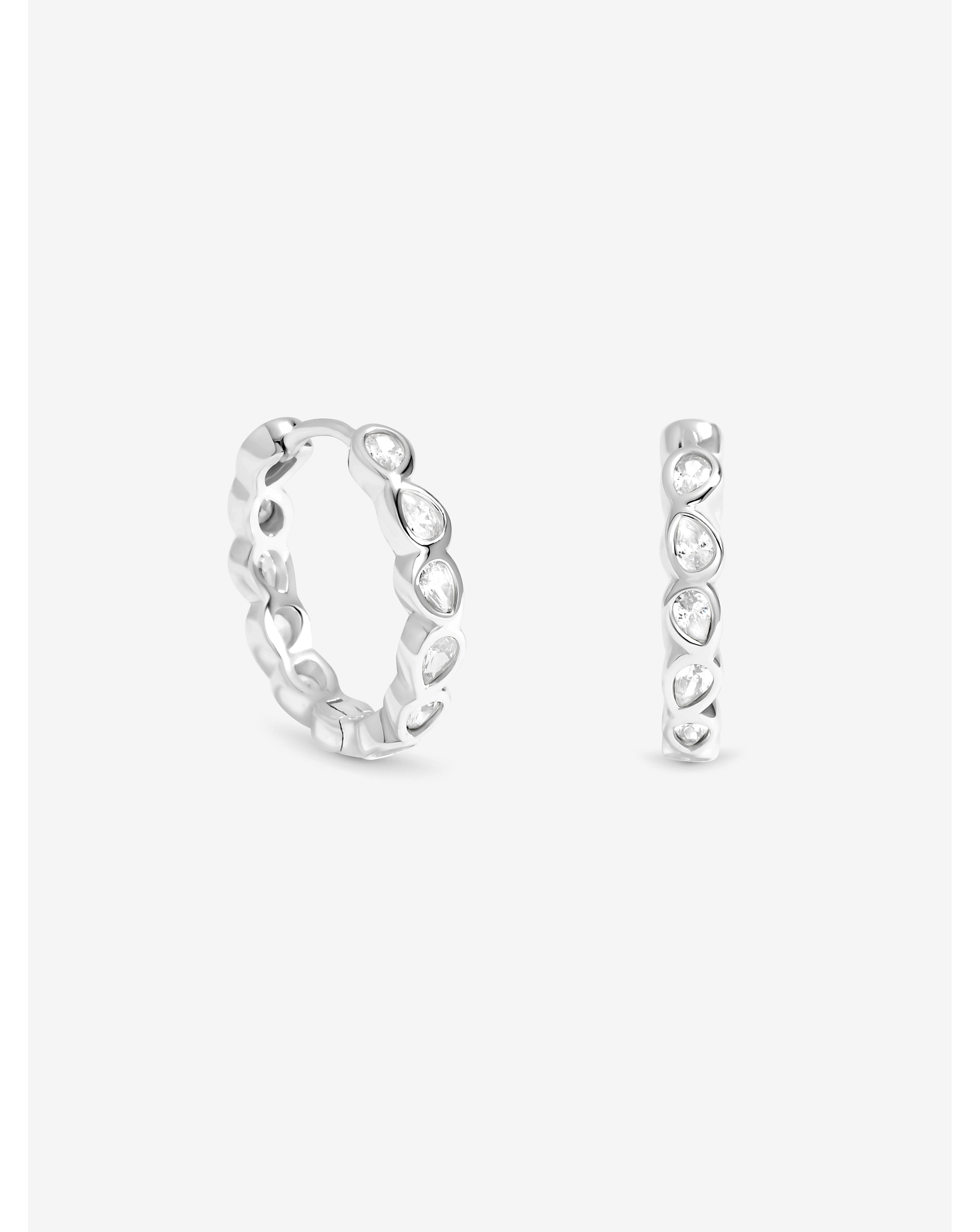 Sterling Silver 925 CZ Bezel Hoops