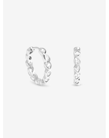 Simply Silver Sterling Silver 925 Cubic Zirconia Bezel Hoop Earrings