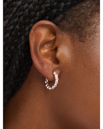 Simply Silver Sterling Silver 925 Cubic Zirconia Bezel Hoop Earrings