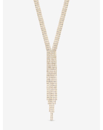 Mood Gold Crystal Multi Row Y Statement Necklace