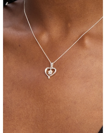 Simply Silver Sterling Silver 925 Polished Heart and Pawprint Pendant