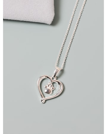 Simply Silver Sterling Silver 925 Polished Heart and Pawprint Pendant