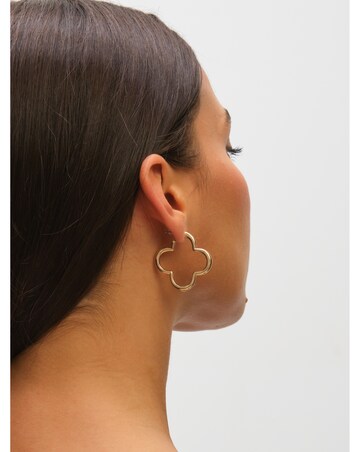 Mood Silver & Gold Polished Open Clover Hoop Earrings - Pack of 2