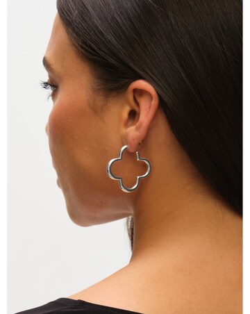 Mood Silver & Gold Polished Open Clover Hoop Earrings - Pack of 2