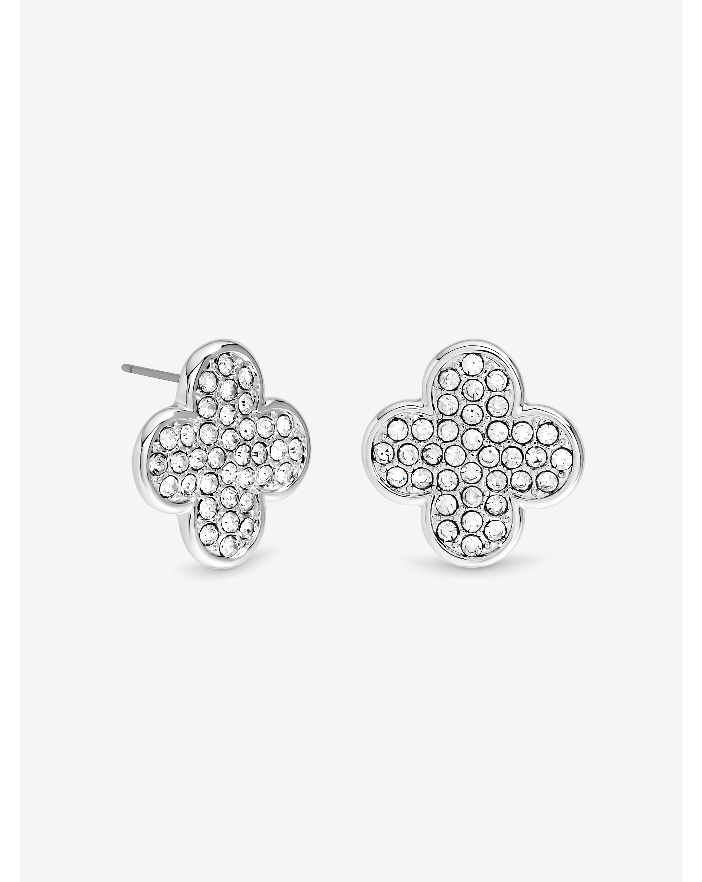 Silver Crystal Statement Clover Studs