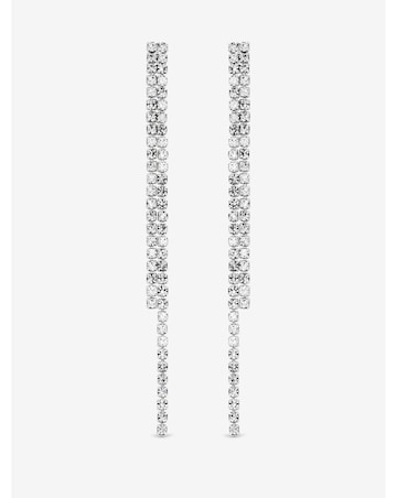 Mood Silver Crystal Linear Drop Earrings