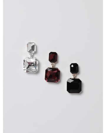 Mood Silver Crystal Rectangle Drop Earrings