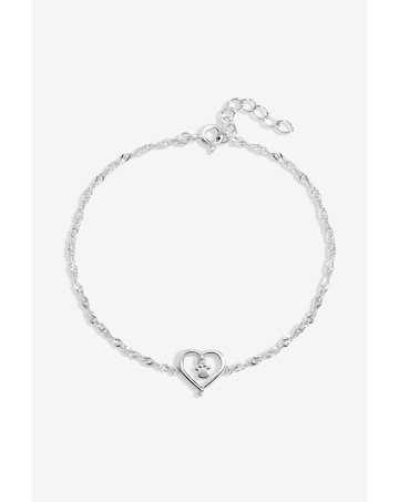 Simply Silver Sterling Silver 925 Polished Paw print Bracelet