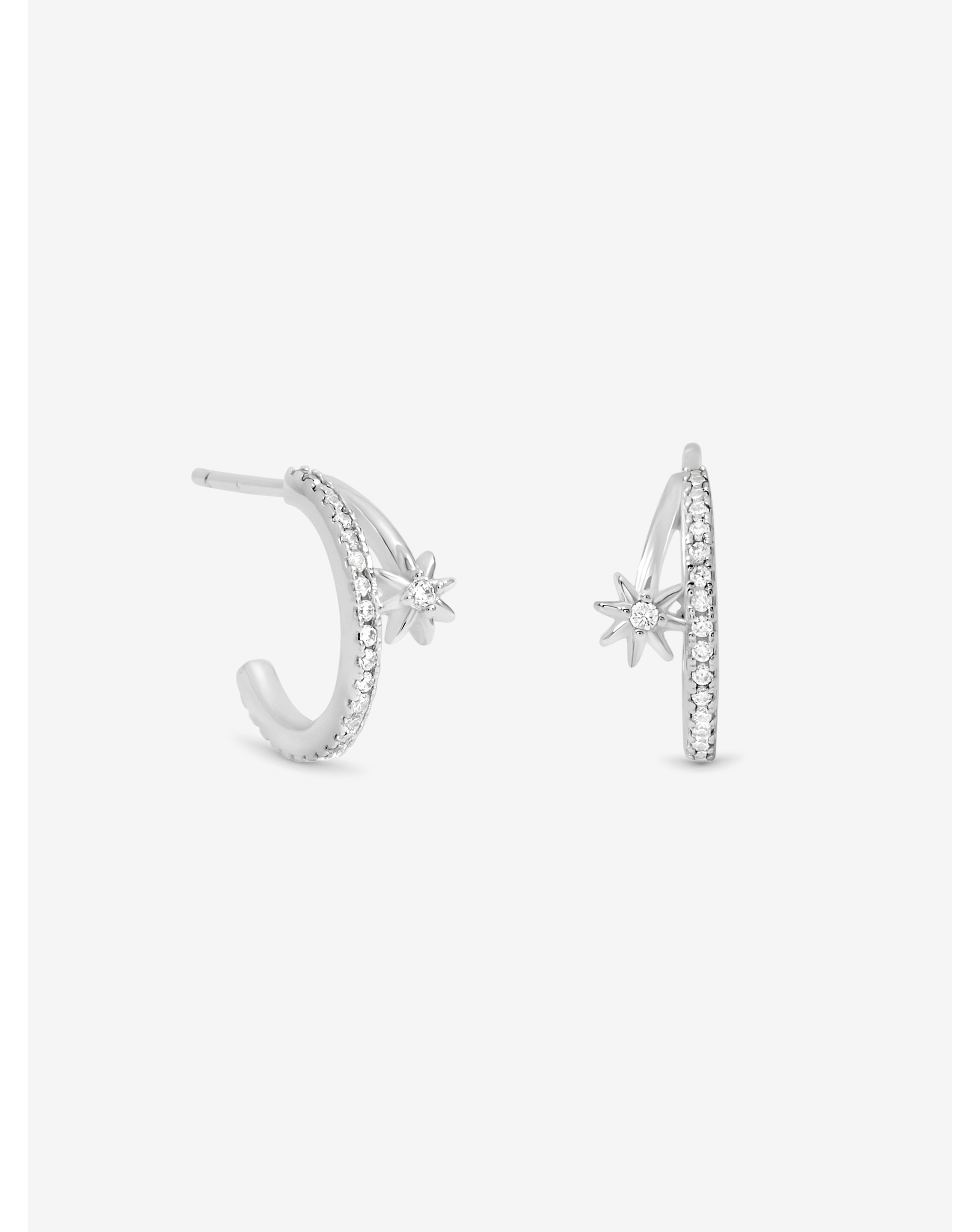 Sterling Silver 925 CZ Double Row Hoops