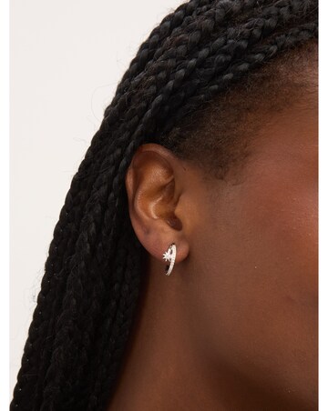 Simply Silver Sterling Silver 925 Cubic Zirconia Double Row Celestial Hoops