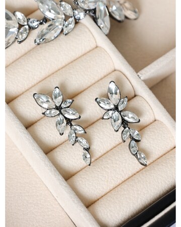 Mood Hematite Crystal Leaf Drop Earrings