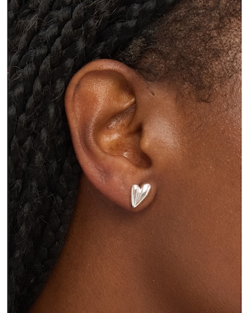 Simply Silver Sterling Silver 925 Polished Nugget Heart Stud Earrings