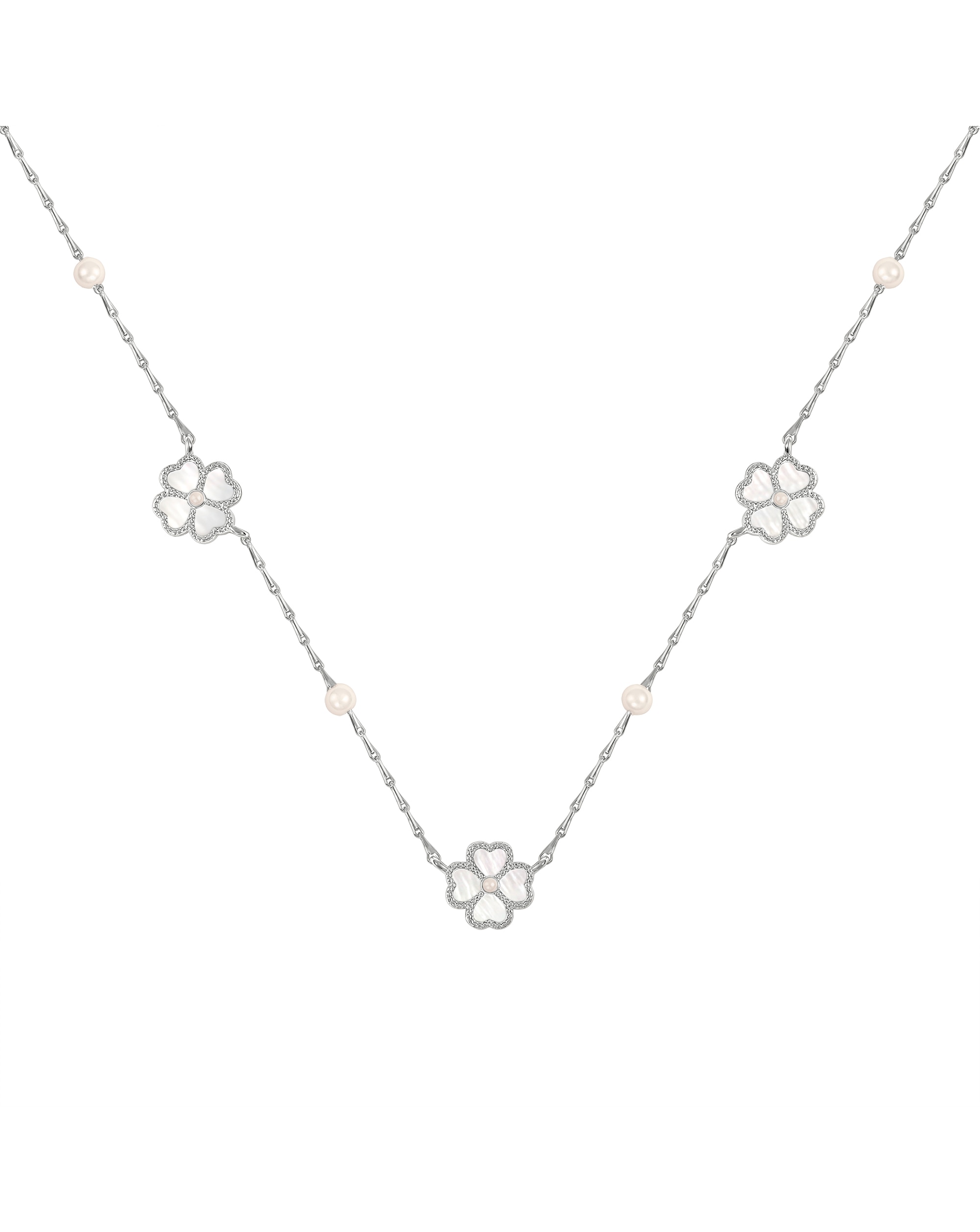 Radley Silver Plated MOP Flower Necklace