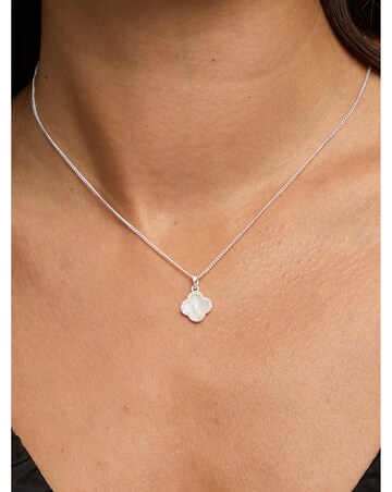 Simply Silver Sterling Silver 925 Cubic Zirconia, Mother of Pearl Clover Pendant