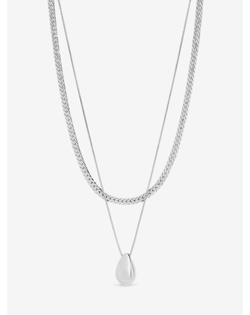 Mood Silver Polished Triple Row Sculpted Nugget Pendant