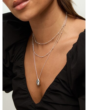 Mood Silver Polished Triple Row Sculpted Nugget Pendant