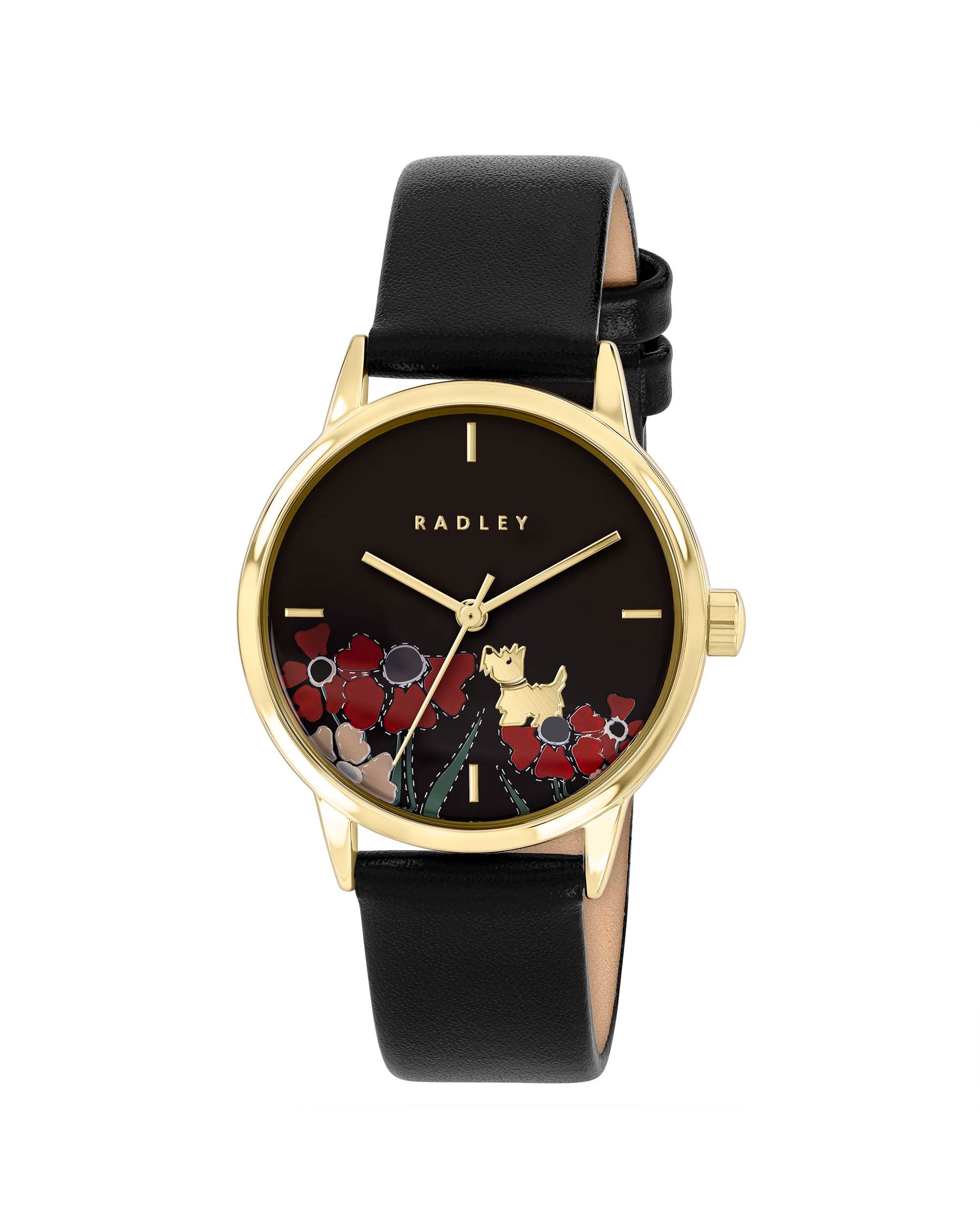 Radley Dog Print Black Leather Watch