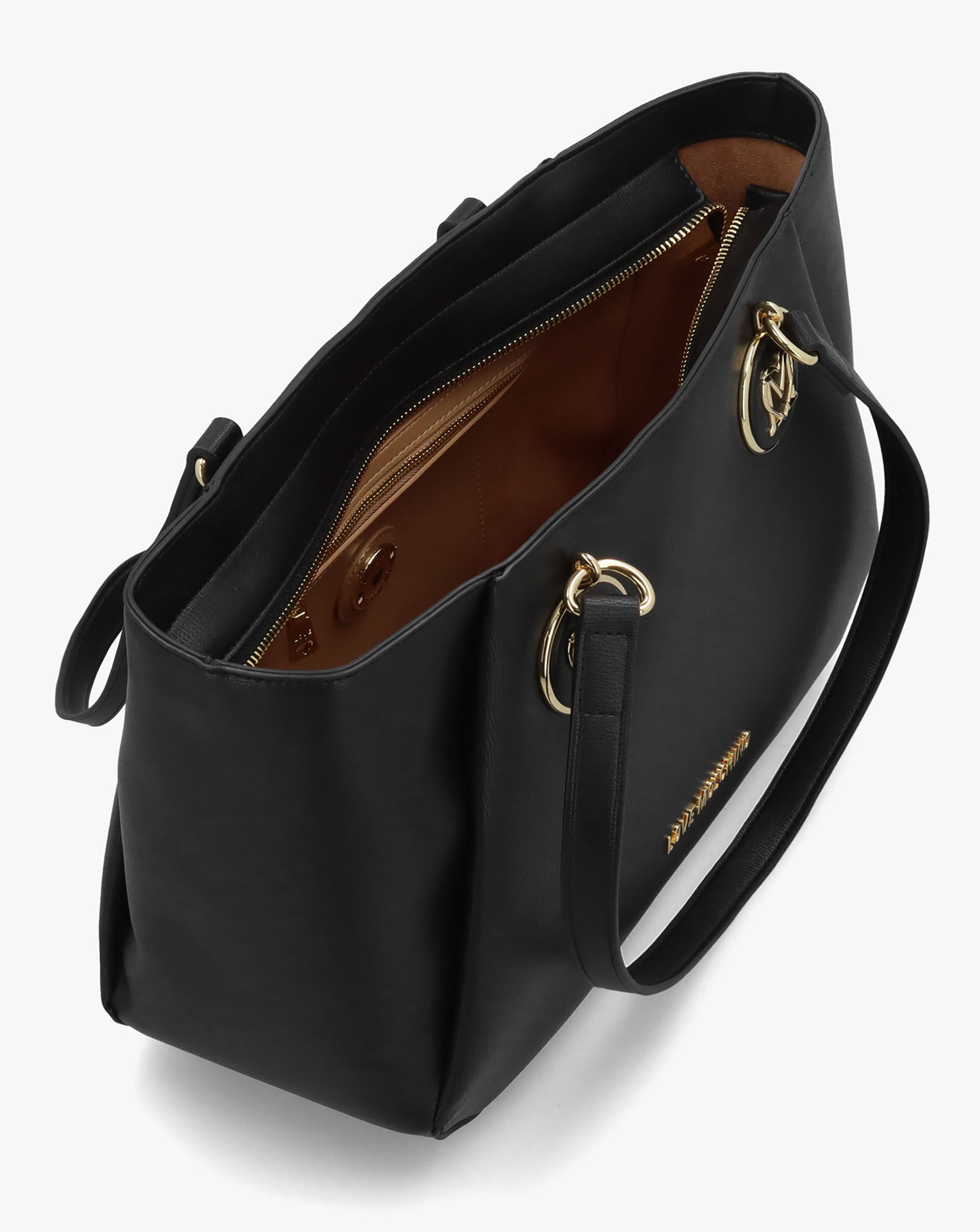 Love Moschino Double Heart Logo Black Shopper Bag | JD Williams